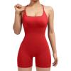 imageSUUKSESS Women Strappy Romper Seamless Jumpsuit Tummy Control Padded Sports Bra11 Red