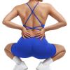 imageSUUKSESS Women Strappy Romper Seamless Jumpsuit Tummy Control Padded Sports Bra11 Royal Blue