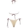 imageSUUKSESS Women String Bikini Set Tie Side Thong Sexy Halter Swimsuits 2 Pieces25 Beige Brown Color Block