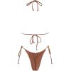 imageSUUKSESS Women String Bikini Set Tie Side Thong Sexy Halter Swimsuits 2 Pieces25 Brown