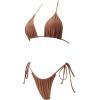 imageSUUKSESS Women String Bikini Set Tie Side Thong Sexy Halter Swimsuits 2 Pieces25 Brown