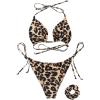 imageSUUKSESS Women String Bikini Set Tie Side Thong Sexy Halter Swimsuits 2 Pieces25 Cheetah Print