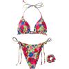 imageSUUKSESS Women String Bikini Set Tie Side Thong Sexy Halter Swimsuits 2 Pieces25 Flower