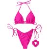 imageSUUKSESS Women String Bikini Set Tie Side Thong Sexy Halter Swimsuits 2 Pieces25 Hot Pink