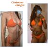 imageSUUKSESS Women String Bikini Set Tie Side Thong Sexy Halter Swimsuits 2 Pieces25 Orange