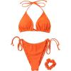 imageSUUKSESS Women String Bikini Set Tie Side Thong Sexy Halter Swimsuits 2 Pieces25 Orange