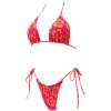 imageSUUKSESS Women String Bikini Set Tie Side Thong Sexy Halter Swimsuits 2 Pieces25 Pink Yellow Floral
