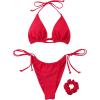 imageSUUKSESS Women String Bikini Set Tie Side Thong Sexy Halter Swimsuits 2 Pieces25 Red