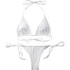 imageSUUKSESS Women String Bikini Set Tie Side Thong Sexy Halter Swimsuits 2 Pieces25 White