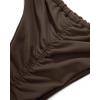 imageSUUKSESS Women String Bikini Set Tie Side Thong Sexy Halter Swimsuits 2 PiecesBrown White Color Block