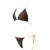 imageSUUKSESS Women String Bikini Set Tie Side Thong Sexy Halter Swimsuits 2 PiecesBrown White Color Block