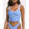 imageSUUKSESS Women Sweetheart Neckline Longline Sports Bra Padded Basic Workout Crop Tank TopBlue