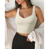 imageSUUKSESS Women Sweetheart Neckline Longline Sports Bra Padded Basic Workout Crop Tank TopCream