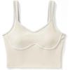 imageSUUKSESS Women Sweetheart Neckline Longline Sports Bra Padded Basic Workout Crop Tank TopCream
