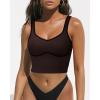 imageSUUKSESS Women Sweetheart Neckline Longline Sports Bra Padded Basic Workout Crop Tank TopDark Brown