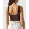 imageSUUKSESS Women Sweetheart Neckline Longline Sports Bra Padded Basic Workout Crop Tank TopDark Brown