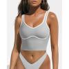 imageSUUKSESS Women Sweetheart Neckline Longline Sports Bra Padded Basic Workout Crop Tank TopGrey