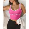 imageSUUKSESS Women Sweetheart Neckline Longline Sports Bra Padded Basic Workout Crop Tank TopHot Pink