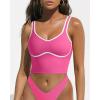 imageSUUKSESS Women Sweetheart Neckline Longline Sports Bra Padded Basic Workout Crop Tank TopHot Pink
