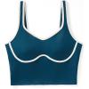 imageSUUKSESS Women Sweetheart Neckline Longline Sports Bra Padded Basic Workout Crop Tank TopNavy
