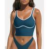 imageSUUKSESS Women Sweetheart Neckline Longline Sports Bra Padded Basic Workout Crop Tank TopNavy
