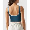 imageSUUKSESS Women Sweetheart Neckline Longline Sports Bra Padded Basic Workout Crop Tank TopNavy