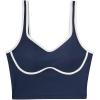 imageSUUKSESS Women Sweetheart Neckline Longline Sports Bra Padded Basic Workout Crop Tank TopNavy Blue
