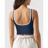 imageSUUKSESS Women Sweetheart Neckline Longline Sports Bra Padded Basic Workout Crop Tank TopNavy Blue