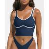 imageSUUKSESS Women Sweetheart Neckline Longline Sports Bra Padded Basic Workout Crop Tank TopNavy Blue