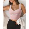imageSUUKSESS Women Sweetheart Neckline Longline Sports Bra Padded Basic Workout Crop Tank TopPink