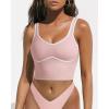 imageSUUKSESS Women Sweetheart Neckline Longline Sports Bra Padded Basic Workout Crop Tank TopPink