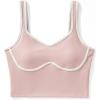 imageSUUKSESS Women Sweetheart Neckline Longline Sports Bra Padded Basic Workout Crop Tank TopPink