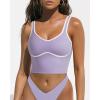 imageSUUKSESS Women Sweetheart Neckline Longline Sports Bra Padded Basic Workout Crop Tank TopPurple
