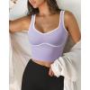 imageSUUKSESS Women Sweetheart Neckline Longline Sports Bra Padded Basic Workout Crop Tank TopPurple