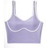 imageSUUKSESS Women Sweetheart Neckline Longline Sports Bra Padded Basic Workout Crop Tank TopPurple