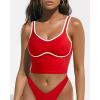 imageSUUKSESS Women Sweetheart Neckline Longline Sports Bra Padded Basic Workout Crop Tank TopRed