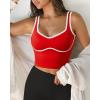 imageSUUKSESS Women Sweetheart Neckline Longline Sports Bra Padded Basic Workout Crop Tank TopRed