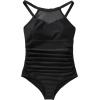 imageSUUKSESS Women Tummy Control One Piece Swimsuit Sexy Mesh High Neck Bathing Suit58 Black