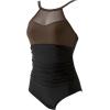 imageSUUKSESS Women Tummy Control One Piece Swimsuit Sexy Mesh High Neck Bathing Suit58 Brown Black