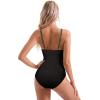 imageSUUKSESS Women Tummy Control One Piece Swimsuit Sexy Mesh High Neck Bathing Suit58 Green Black