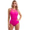 imageSUUKSESS Women Tummy Control One Piece Swimsuit Sexy Mesh High Neck Bathing Suit58 Hot Pink