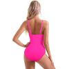 imageSUUKSESS Women Tummy Control One Piece Swimsuit Sexy Mesh High Neck Bathing Suit58 Hot Pink