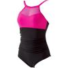 imageSUUKSESS Women Tummy Control One Piece Swimsuit Sexy Mesh High Neck Bathing Suit58 Hot Pink Black