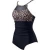 imageSUUKSESS Women Tummy Control One Piece Swimsuit Sexy Mesh High Neck Bathing Suit58 Leopard