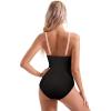 imageSUUKSESS Women Tummy Control One Piece Swimsuit Sexy Mesh High Neck Bathing Suit58 Pink Black