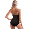 imageSUUKSESS Women Tummy Control One Piece Swimsuit Sexy Mesh High Neck Bathing Suit58 Retro Floral Black