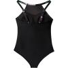 imageSUUKSESS Women Tummy Control One Piece Swimsuit Sexy Mesh High Neck Bathing Suit58 Tropical Floral Black