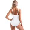imageSUUKSESS Women Tummy Control One Piece Swimsuit Sexy Mesh High Neck Bathing Suit58 White