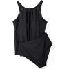 imageSUUKSESS Women Tummy Control Tankini Bathing Suit Ruffle High Waisted Swimsuit60 Black