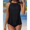 imageSUUKSESS Women Tummy Control Tankini Bathing Suit Ruffle High Waisted Swimsuit60 Black